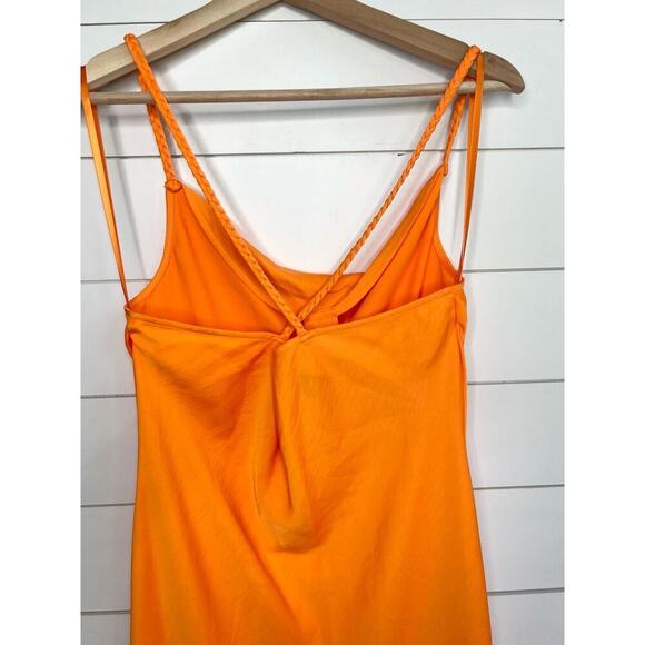 Karl Lagerfeld Paris Orange Spaghetti Straps Ruffled Bottom Cowl Slip Dress 12 - Picture 6 of 11
